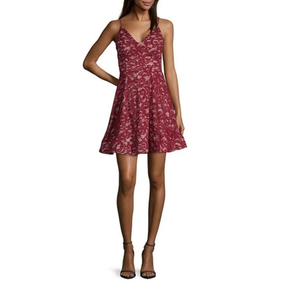 My Michelle MAROON / RED SEQUIN & LACE
Formal Cocktail Party DRESS - SIZE 9